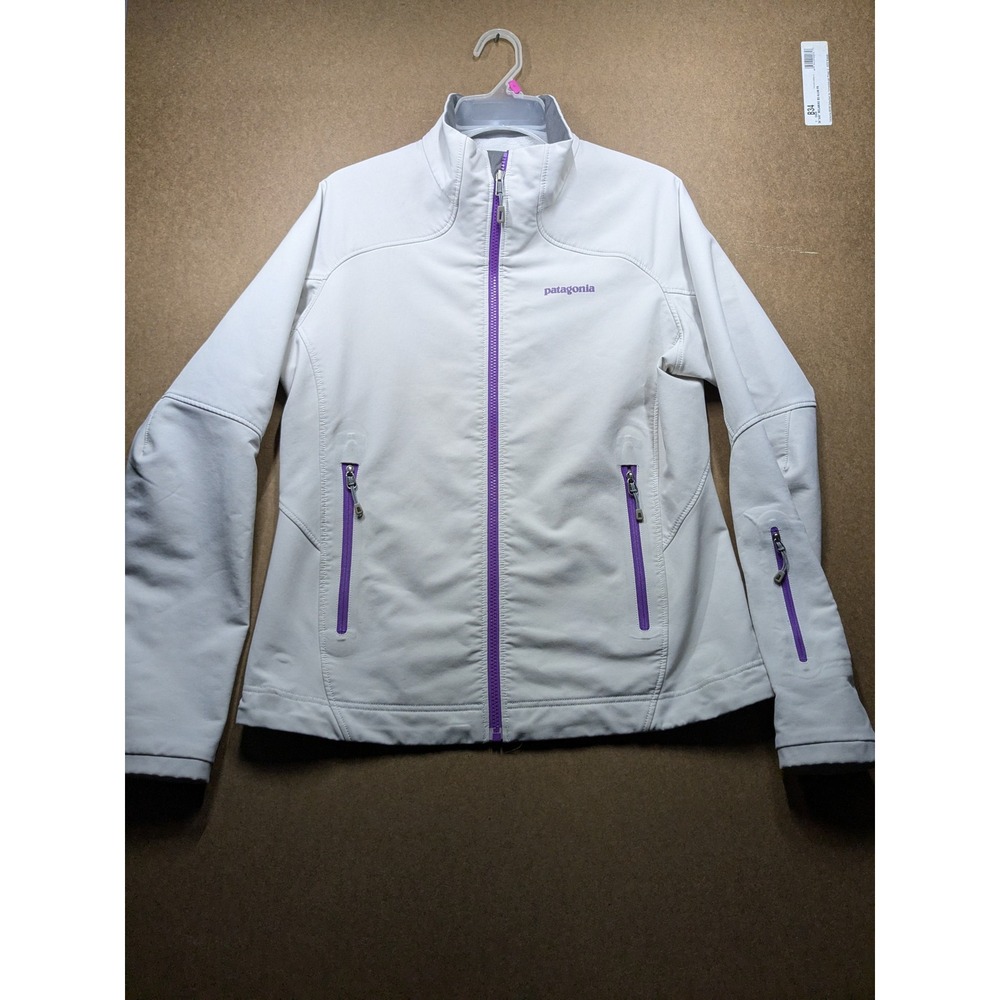 Patagonia Womens Adze Softshell Jacket Medium Gray Purple Full Zip Hiking